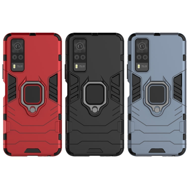 For Vivo Y51(2020 India) PC + TPU Shockproof Protective Case with Magnetic Ring Holder