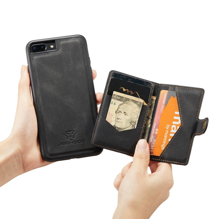 JEEHOOD Retro Magnetic Detachable Protective Case with Wallet & Card Slot & Holder For iPhone 8 Plus & 7 Plus