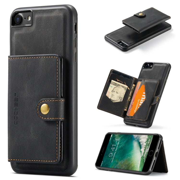 For iPhone SE 2022 / SE 2020 / 8 / 7 JEEHOOD Retro Magnetic Detachable Protective Case with Wallet & Card Slot & Holder