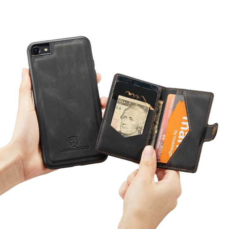 For iPhone SE 2022 / SE 2020 / 8 / 7 JEEHOOD Retro Magnetic Detachable Protective Case with Wallet & Card Slot & Holder