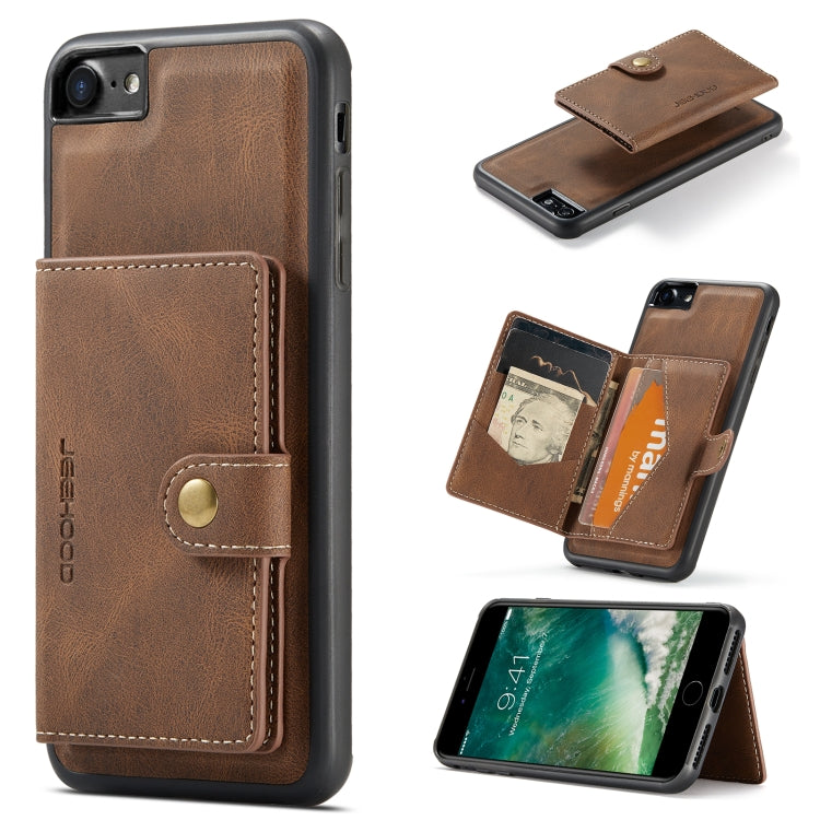 For iPhone SE 2022 / SE 2020 / 8 / 7 JEEHOOD Retro Magnetic Detachable Protective Case with Wallet & Card Slot & Holder