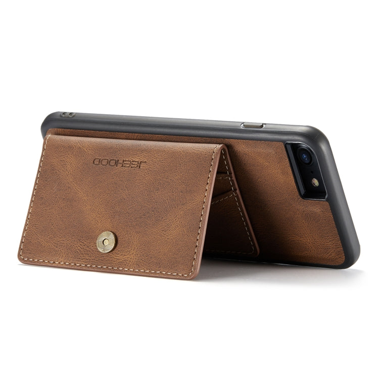 For iPhone SE 2022 / SE 2020 / 8 / 7 JEEHOOD Retro Magnetic Detachable Protective Case with Wallet & Card Slot & Holder