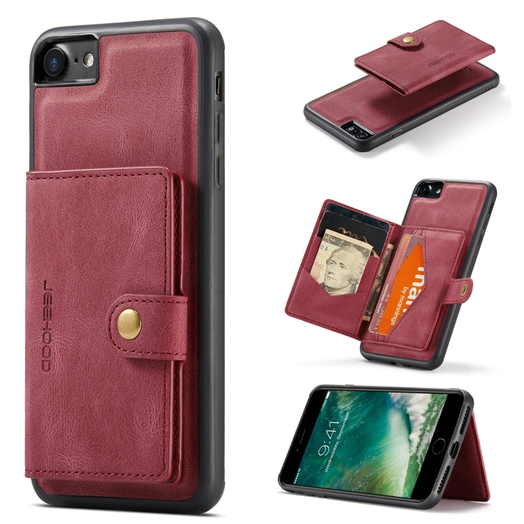 For iPhone SE 2022 / SE 2020 / 8 / 7 JEEHOOD Retro Magnetic Detachable Protective Case with Wallet & Card Slot & Holder