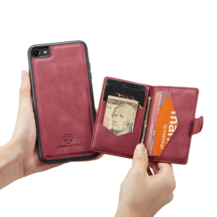 For iPhone SE 2022 / SE 2020 / 8 / 7 JEEHOOD Retro Magnetic Detachable Protective Case with Wallet & Card Slot & Holder