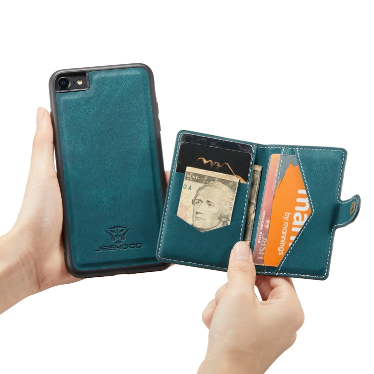 For iPhone SE 2022 / SE 2020 / 8 / 7 JEEHOOD Retro Magnetic Detachable Protective Case with Wallet & Card Slot & Holder