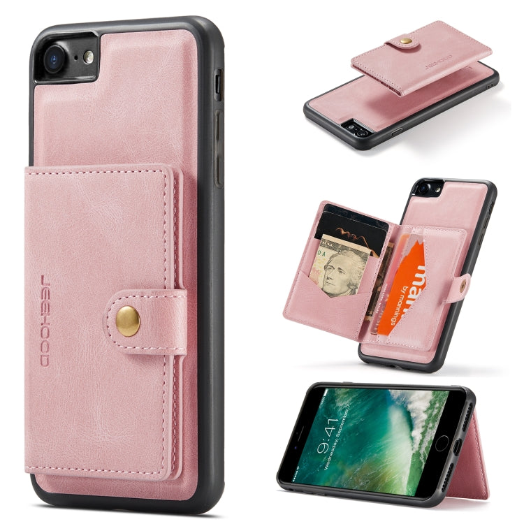 For iPhone SE 2022 / SE 2020 / 8 / 7 JEEHOOD Retro Magnetic Detachable Protective Case with Wallet & Card Slot & Holder