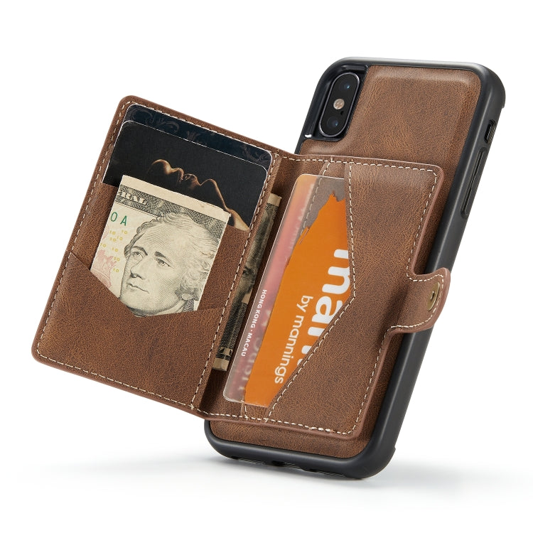 For iPhone X / XS JEEHOOD Retro Magnetic Detachable Protective Case with Wallet & Card Slot & Holder
