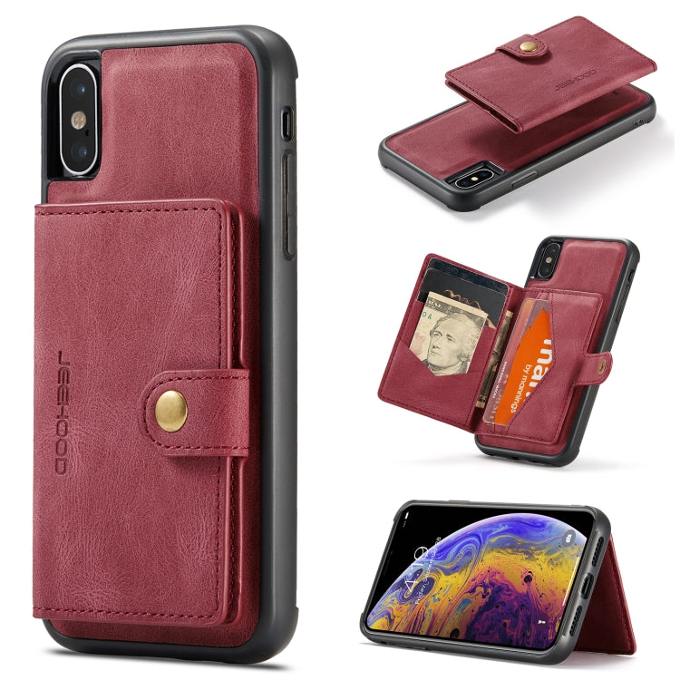 For iPhone X / XS JEEHOOD Retro Magnetic Detachable Protective Case with Wallet & Card Slot & Holder