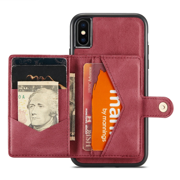 For iPhone X / XS JEEHOOD Retro Magnetic Detachable Protective Case with Wallet & Card Slot & Holder