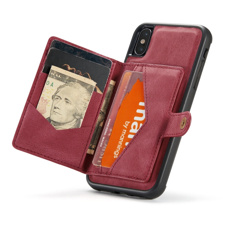 For iPhone X / XS JEEHOOD Retro Magnetic Detachable Protective Case with Wallet & Card Slot & Holder