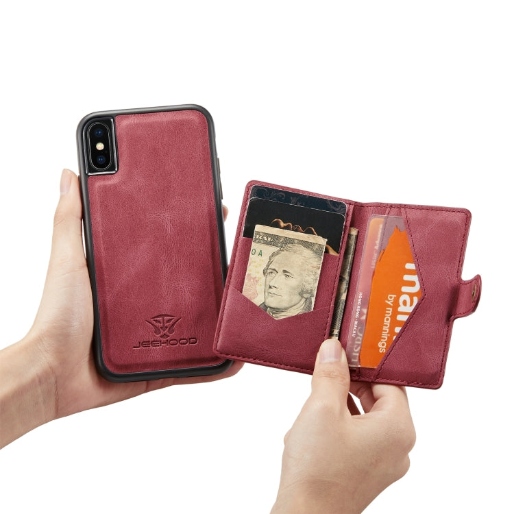 For iPhone X / XS JEEHOOD Retro Magnetic Detachable Protective Case with Wallet & Card Slot & Holder