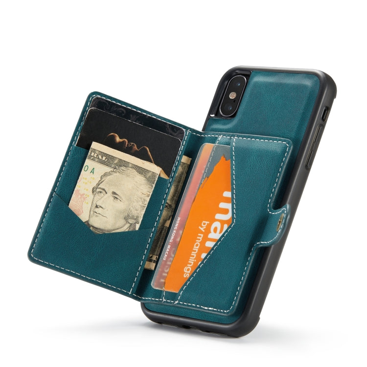 For iPhone X / XS JEEHOOD Retro Magnetic Detachable Protective Case with Wallet & Card Slot & Holder