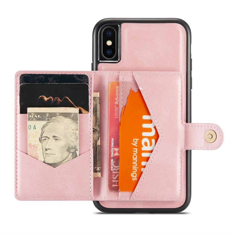 For iPhone X / XS JEEHOOD Retro Magnetic Detachable Protective Case with Wallet & Card Slot & Holder
