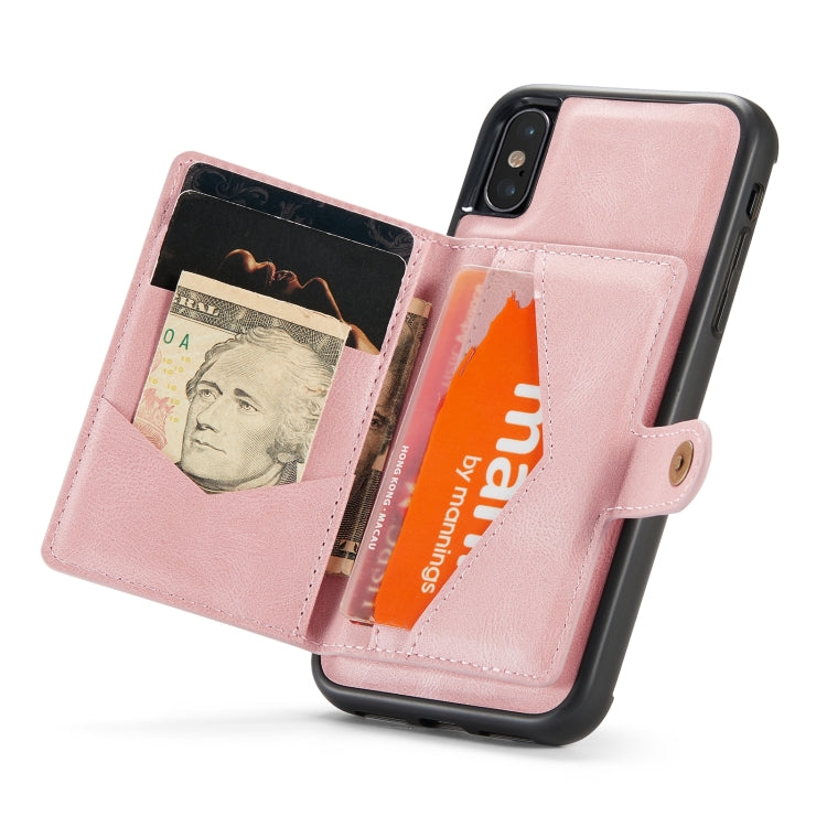 For iPhone X / XS JEEHOOD Retro Magnetic Detachable Protective Case with Wallet & Card Slot & Holder