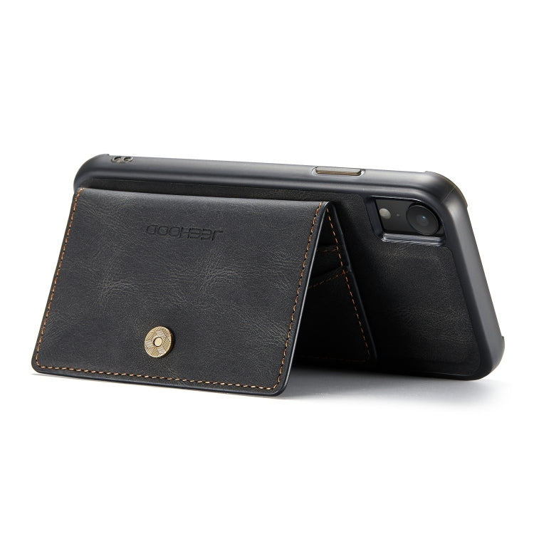 For iPhone XR JEEHOOD Retro Magnetic Detachable Protective Case with Wallet & Card Slot & Holder