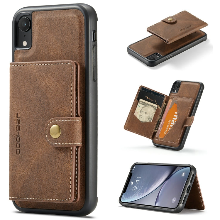 For iPhone XR JEEHOOD Retro Magnetic Detachable Protective Case with Wallet & Card Slot & Holder