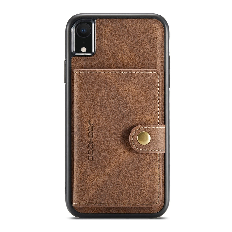 For iPhone XR JEEHOOD Retro Magnetic Detachable Protective Case with Wallet & Card Slot & Holder