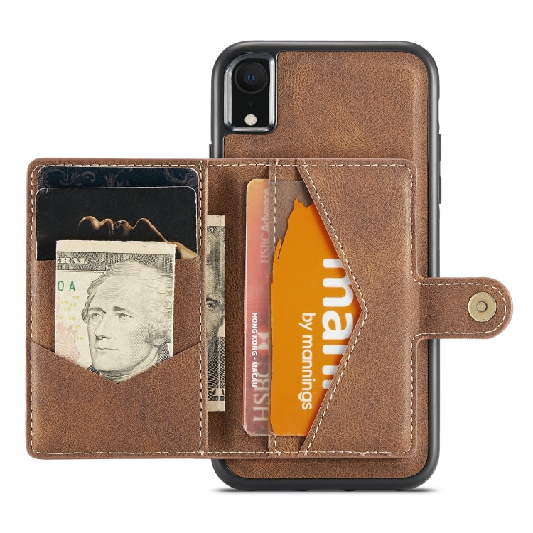 For iPhone XR JEEHOOD Retro Magnetic Detachable Protective Case with Wallet & Card Slot & Holder