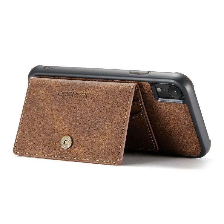 For iPhone XR JEEHOOD Retro Magnetic Detachable Protective Case with Wallet & Card Slot & Holder