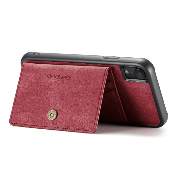 For iPhone XR JEEHOOD Retro Magnetic Detachable Protective Case with Wallet & Card Slot & Holder