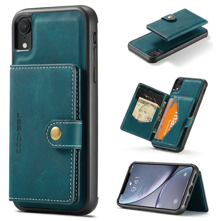 For iPhone XR JEEHOOD Retro Magnetic Detachable Protective Case with Wallet & Card Slot & Holder