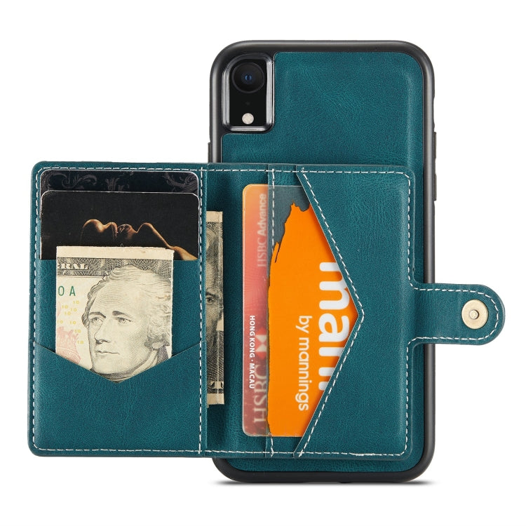 For iPhone XR JEEHOOD Retro Magnetic Detachable Protective Case with Wallet & Card Slot & Holder
