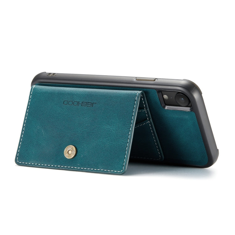For iPhone XR JEEHOOD Retro Magnetic Detachable Protective Case with Wallet & Card Slot & Holder