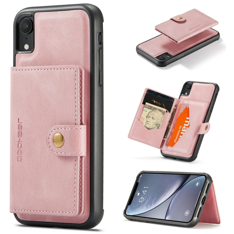For iPhone XR JEEHOOD Retro Magnetic Detachable Protective Case with Wallet & Card Slot & Holder