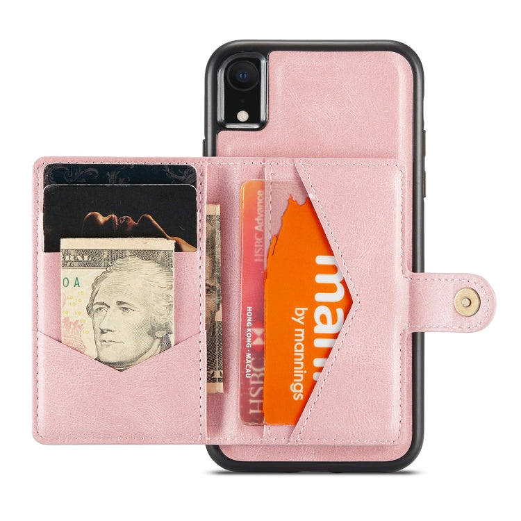 For iPhone XR JEEHOOD Retro Magnetic Detachable Protective Case with Wallet & Card Slot & Holder