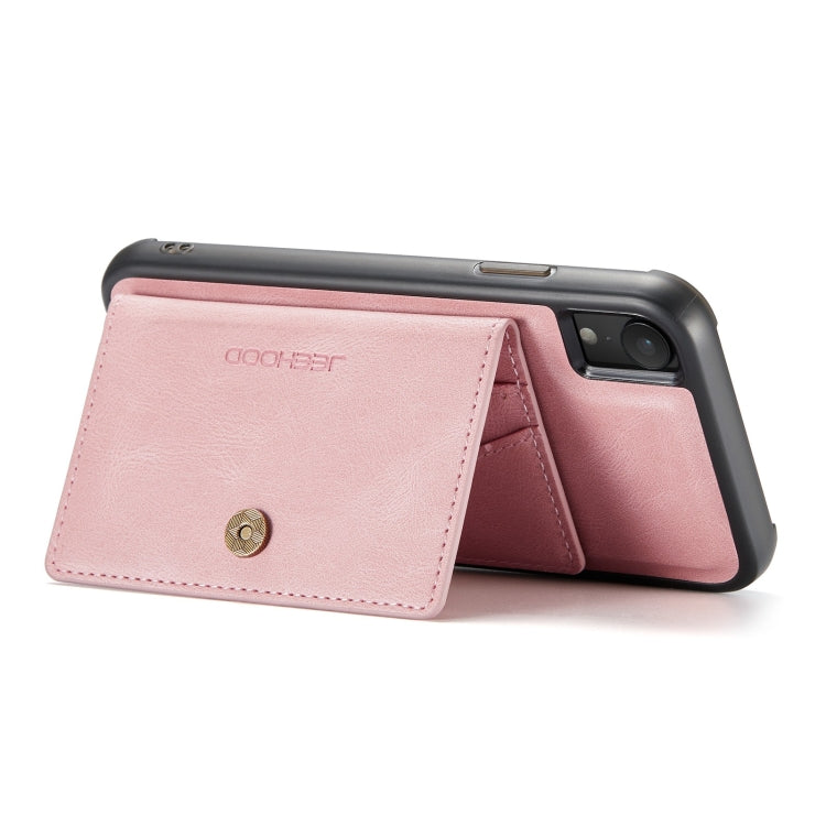 For iPhone XR JEEHOOD Retro Magnetic Detachable Protective Case with Wallet & Card Slot & Holder