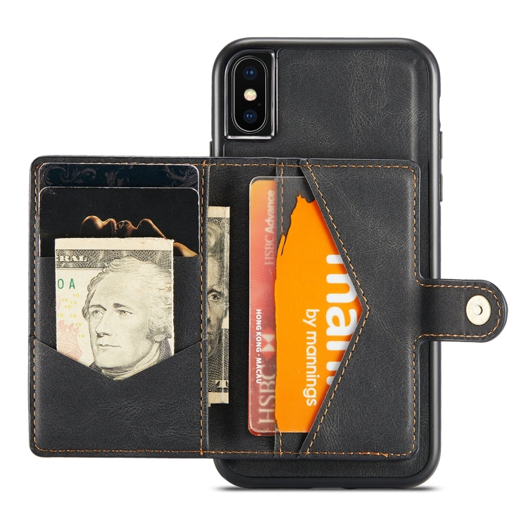For iPhone XS Max JEEHOOD Retro Magnetic Detachable Protective Case with Wallet & Card Slot & Holder