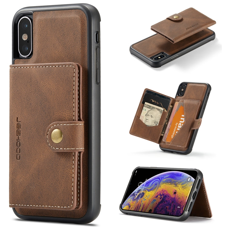 For iPhone XS Max JEEHOOD Retro Magnetic Detachable Protective Case with Wallet & Card Slot & Holder