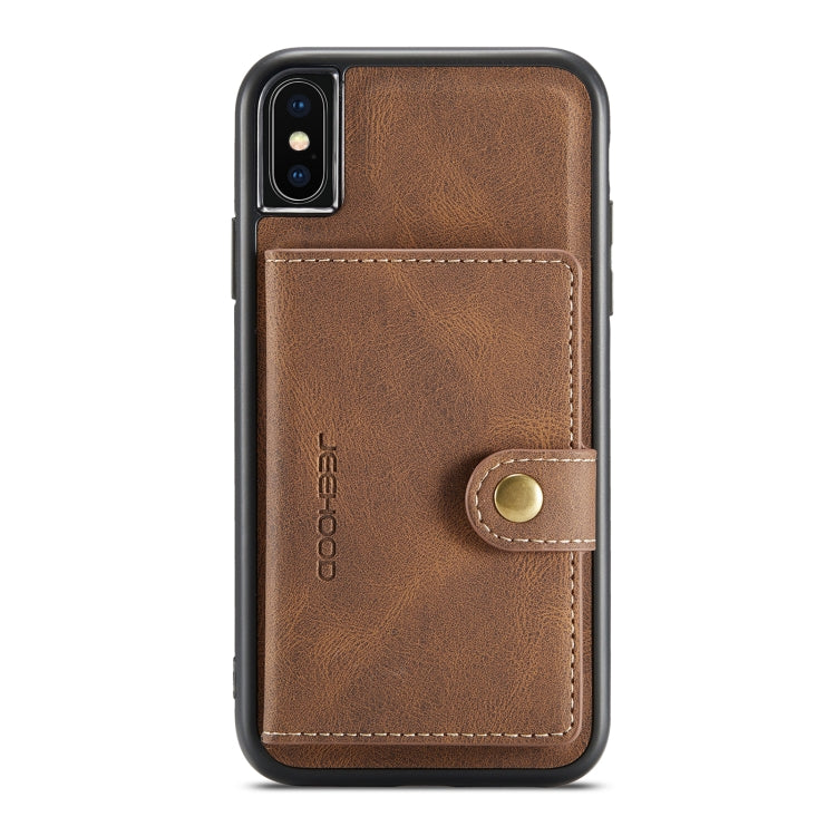 For iPhone XS Max JEEHOOD Retro Magnetic Detachable Protective Case with Wallet & Card Slot & Holder