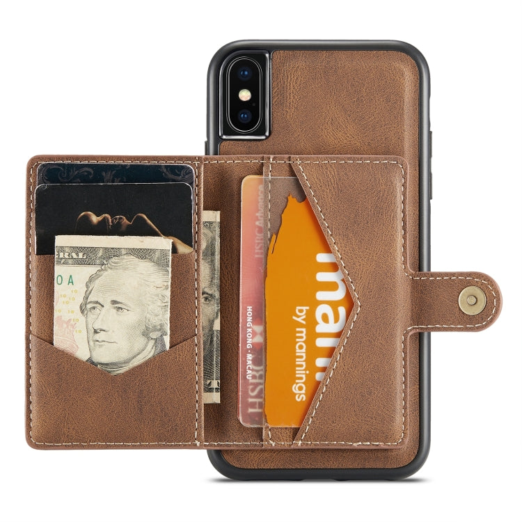 For iPhone XS Max JEEHOOD Retro Magnetic Detachable Protective Case with Wallet & Card Slot & Holder