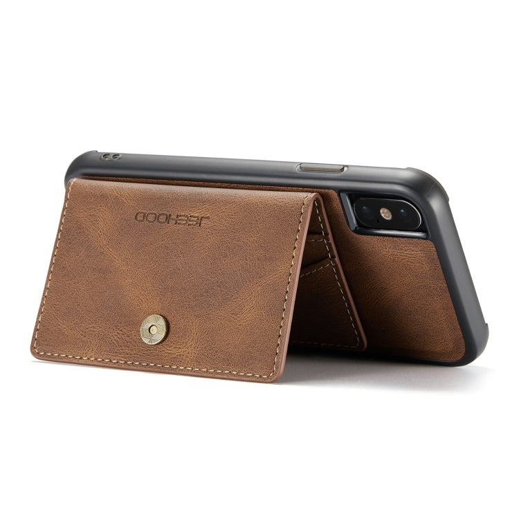 For iPhone XS Max JEEHOOD Retro Magnetic Detachable Protective Case with Wallet & Card Slot & Holder