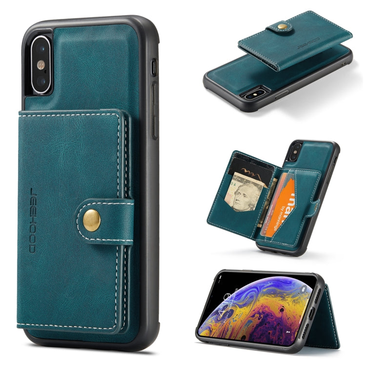 For iPhone XS Max JEEHOOD Retro Magnetic Detachable Protective Case with Wallet & Card Slot & Holder