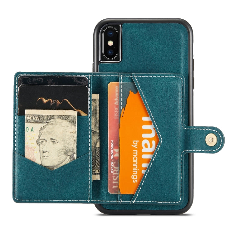 For iPhone XS Max JEEHOOD Retro Magnetic Detachable Protective Case with Wallet & Card Slot & Holder