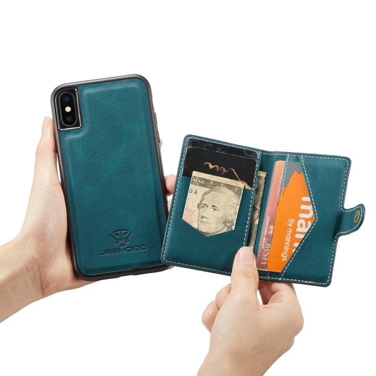 For iPhone XS Max JEEHOOD Retro Magnetic Detachable Protective Case with Wallet & Card Slot & Holder