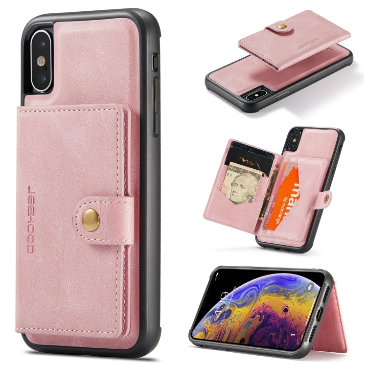 For iPhone XS Max JEEHOOD Retro Magnetic Detachable Protective Case with Wallet & Card Slot & Holder