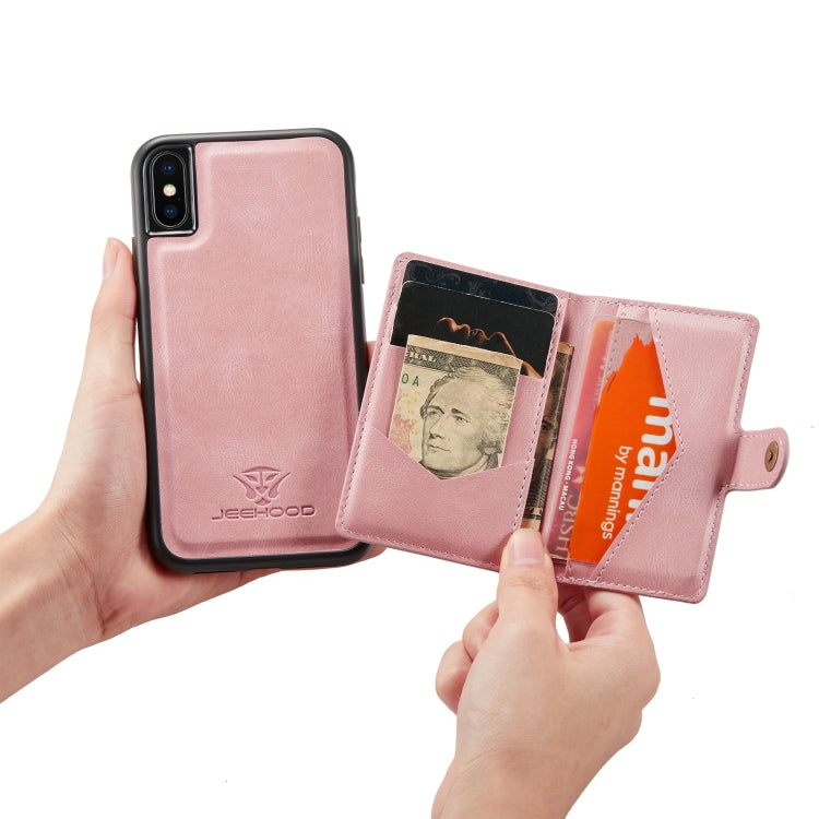 For iPhone XS Max JEEHOOD Retro Magnetic Detachable Protective Case with Wallet & Card Slot & Holder