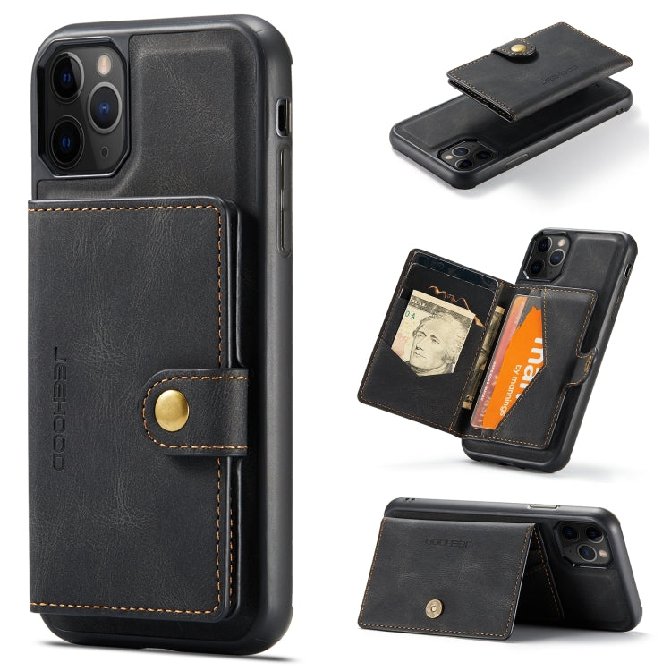 For iPhone 11 Pro Max JEEHOOD Retro Magnetic Detachable Protective Case with Wallet & Card Slot & Holder