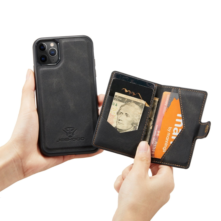 For iPhone 11 Pro Max JEEHOOD Retro Magnetic Detachable Protective Case with Wallet & Card Slot & Holder