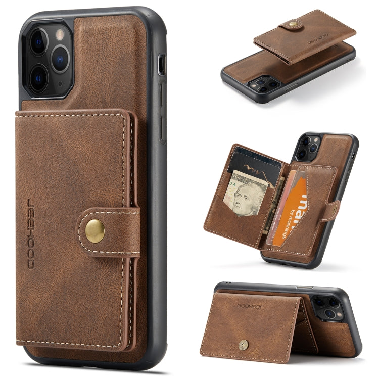 For iPhone 11 Pro Max JEEHOOD Retro Magnetic Detachable Protective Case with Wallet & Card Slot & Holder