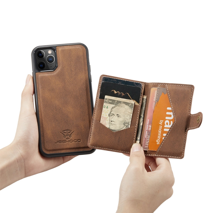 For iPhone 11 Pro Max JEEHOOD Retro Magnetic Detachable Protective Case with Wallet & Card Slot & Holder