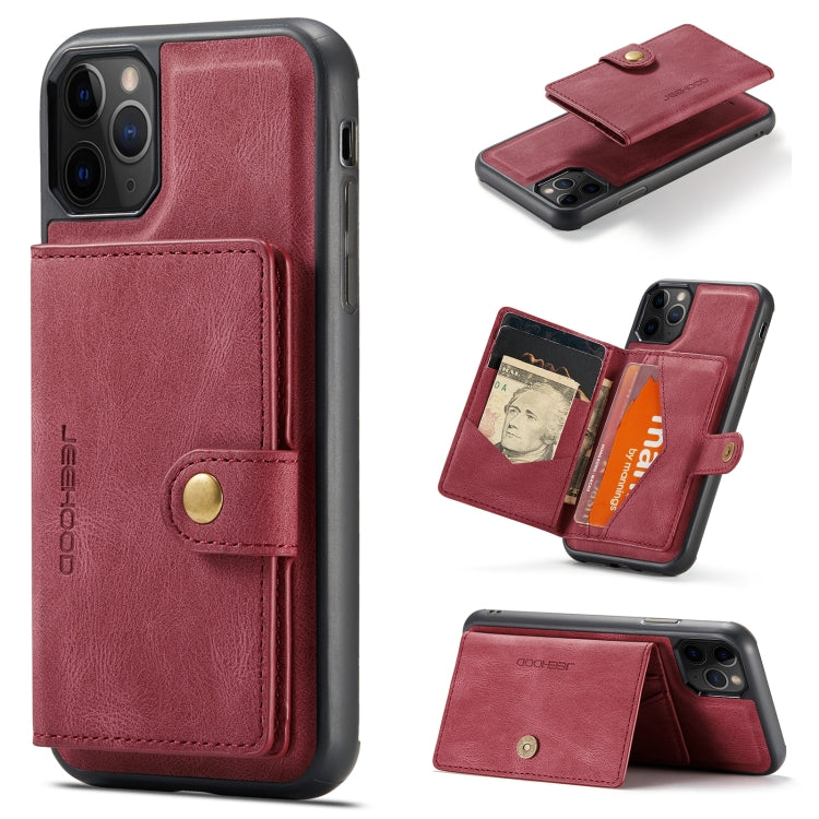 For iPhone 11 Pro Max JEEHOOD Retro Magnetic Detachable Protective Case with Wallet & Card Slot & Holder