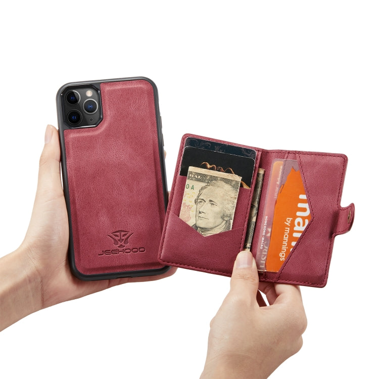 For iPhone 11 Pro Max JEEHOOD Retro Magnetic Detachable Protective Case with Wallet & Card Slot & Holder