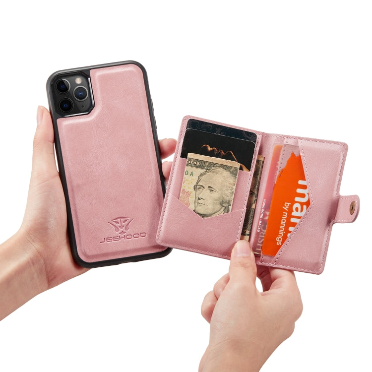 For iPhone 11 Pro Max JEEHOOD Retro Magnetic Detachable Protective Case with Wallet & Card Slot & Holder