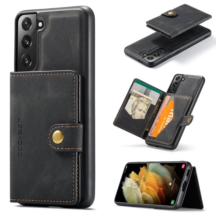 For Samsung Galaxy S21 5G JEEHOOD Retro Magnetic Detachable Protective Case with Wallet & Card Slot & Holder
