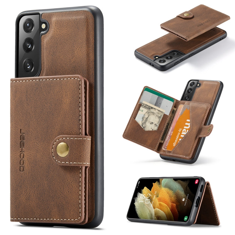 For Samsung Galaxy S21 5G JEEHOOD Retro Magnetic Detachable Protective Case with Wallet & Card Slot & Holder