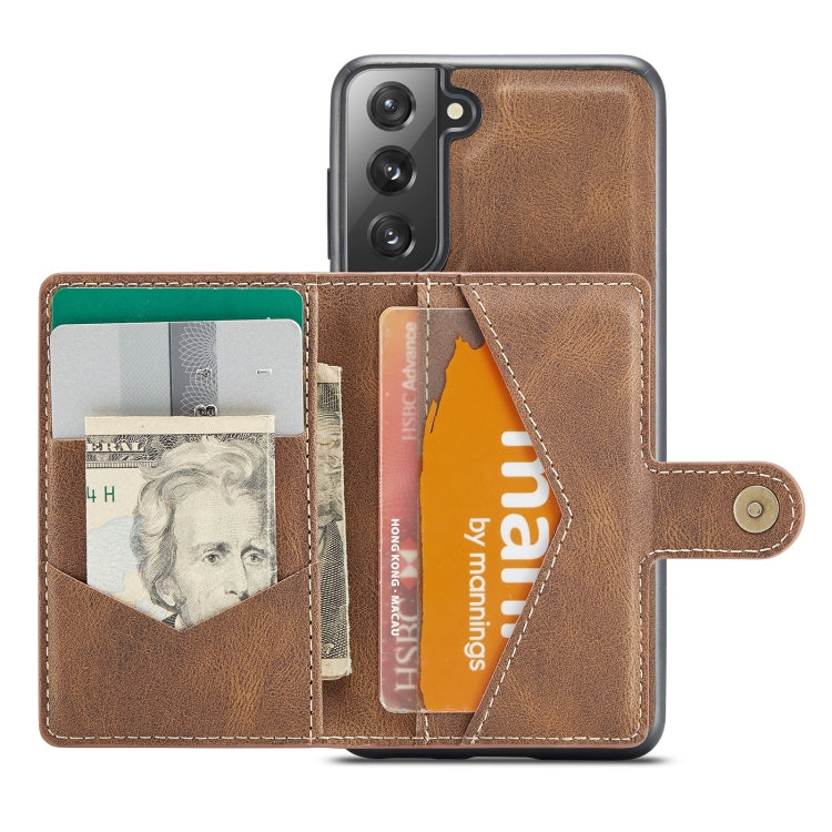 For Samsung Galaxy S21 5G JEEHOOD Retro Magnetic Detachable Protective Case with Wallet & Card Slot & Holder